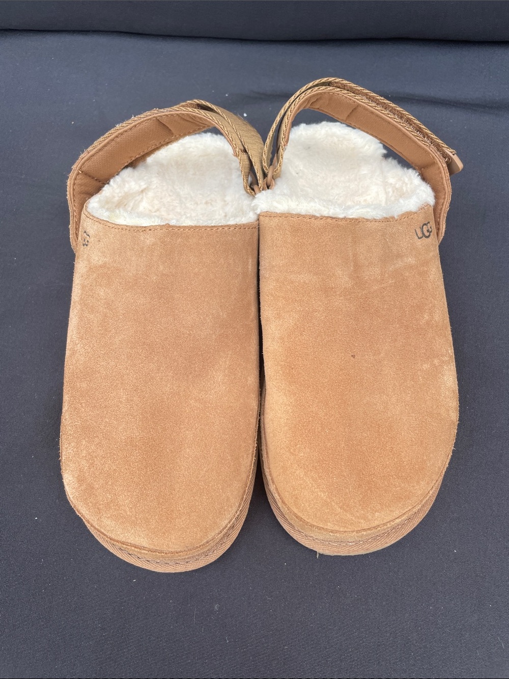 UGG Chestnut Suede Shearling Clog Mule- Size 8 - Picture 2 of 4